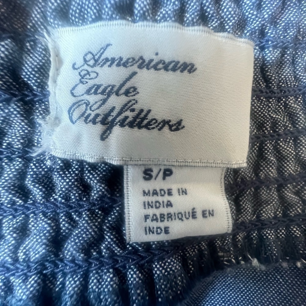 American Eagle Outfitters Embroidered Chambray Mini Skirt Elastic Waist S/P - Picture 7 of 11